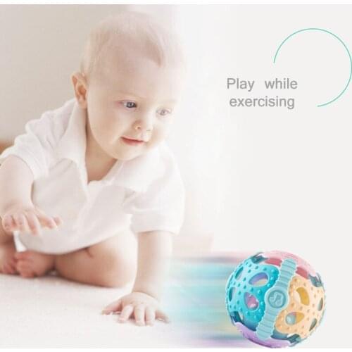 0-12 Month Soft Rubber Bebe Cartoon Sand Sattle Hand Knocking Rattle Dumbbell Early Educational Toy For Kid Hand Bell Baby Toys