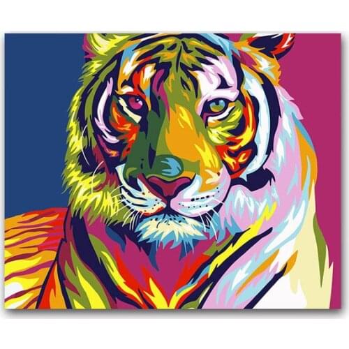 Animal tigers oil painting package diy digital by numbers with kits for adult kids practise