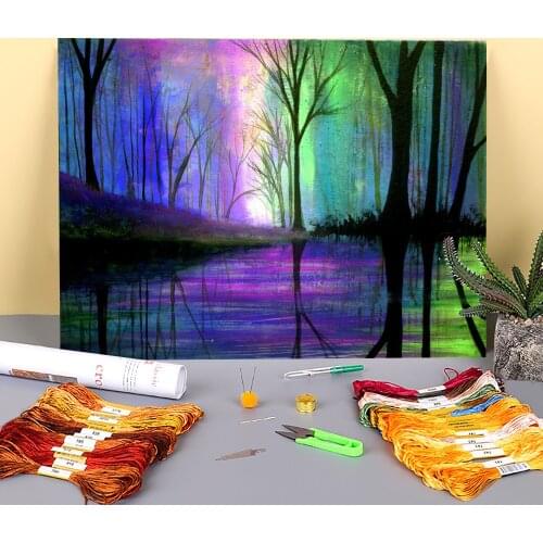 Natural Scenery Apprehension Printed Canvas 11CT Cross-Stitch Complete Kit Embroidery DMC Threads Handiwork Wholesale