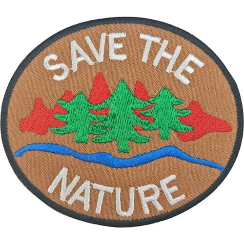 Save The Nature River and Forest Embroidered Iron on Patches Appliques Bags Caps Vest DIY for Clothing Accessories Custom Badges