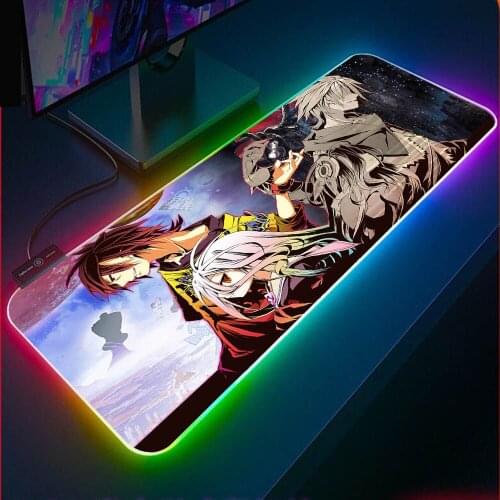 Fondo De Pantalla No Game No Life Anime Mouse Pad RGB Laptop Desk Pad PC Game Accessories LED Backlight Micemat Mouse Pad XXL
