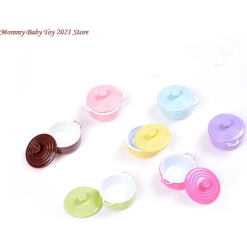 New 1:12 Dollhouse Miniature Kitchen Utensils Cooking Ware Mini Pot Boiler Pan with Lid Doll house Accessories Play Kitchen Toy