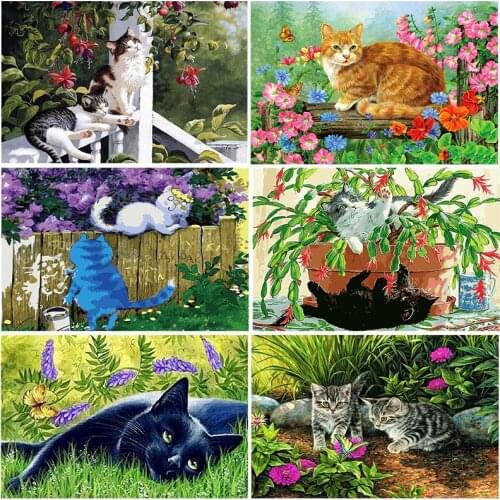 New Diy Diamond Painting Cat Full Diamond 5D Embroidery Kit Landscape Mosaic Art Rhinestone Home Decoration Gift
