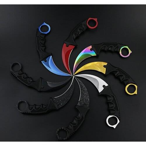 7.48'' CS GO Karambit Knife Fixed Blade Survival Tactical Training Knife Outdoor Camping Hunting Claw Knives EDC Multi Tool