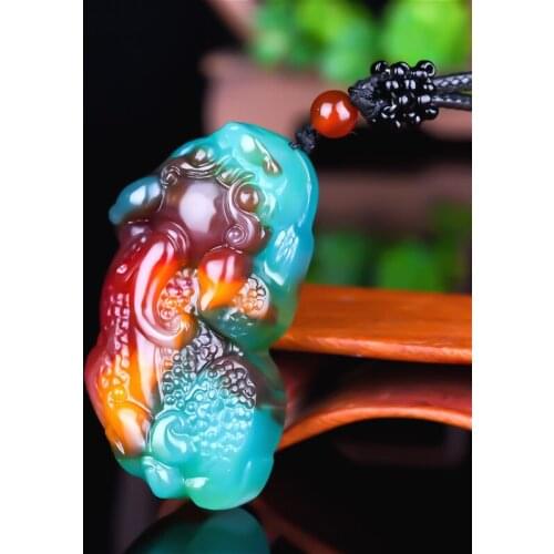 Natural Color Jade Pixiu Pendant Necklace Chinese Hand-Carved Charm Jewellery Fashion Accessories Amulet for Men Women Gifts