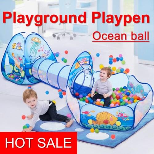 Portable 3 in 1 Tent Playpen Crawling Tunnel Baby Tipi Playground Tent Kids Fence Play House Baby Toys Gift Ocean Ball Pool