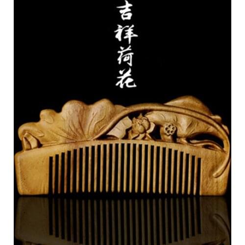 Professional Wooden Comb Anti-static Massage Green Sandalwood Comb Handmade Hair Brush Wedding/Birthday Gift Freeshipping