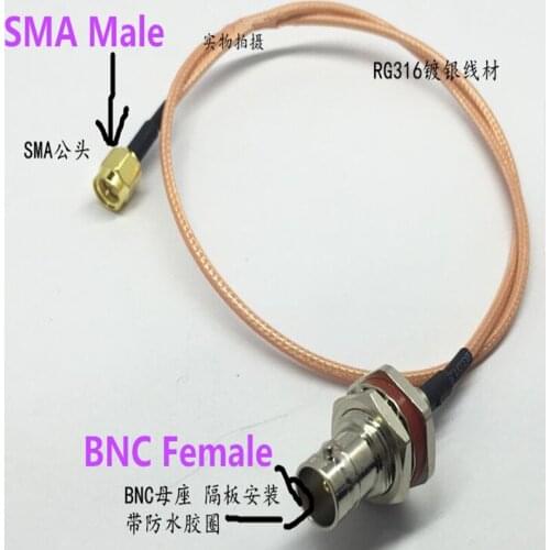 RF SMA Type Connector BNC Female to SMA Male Cable,RG316 500mm length Coaxial connector wireless router Antenna 3pcs/lot