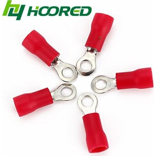 RV1.25-3 Red Color 100PCS/pack Ring Insulated Wire Connector Electrical Crimp Terminal Cable Wire Connector