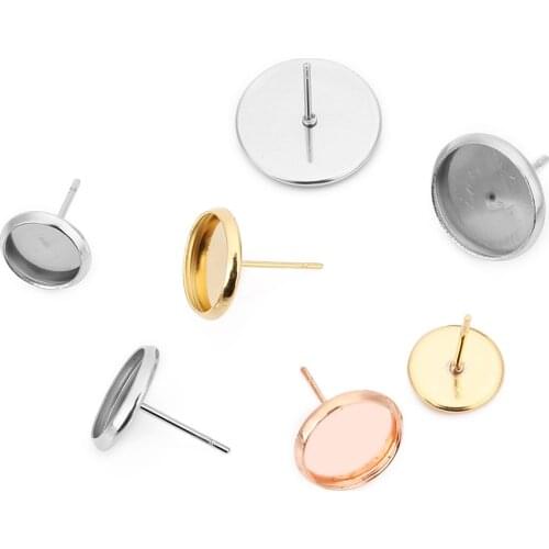 XINYAO 50pcs Stainless Steel Earrings Ear Needle Steel Gold Rose Gold 8mm 10mm 12mm 14mm 16mm for Jewelry Making Accessories