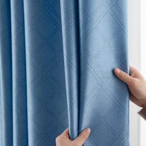 2021 New Modern Minimalist Atmosphere Solid Color Curtains for Living Room Bedroom Study Balcony Blackout Curtains Custom