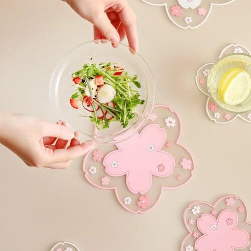 1pcs Japan Style Cherry Blossom Heat Insulation Table Mat Family Office Anti-skid Tea Cup Milk Mug Coffee Cup Coaster