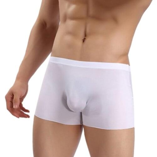 Mens Boxer Shorts Seamless Underwear Mens Boxers Sexy Transparent Ultra-thin Ice Silk Male Panties European Size Men Shorts