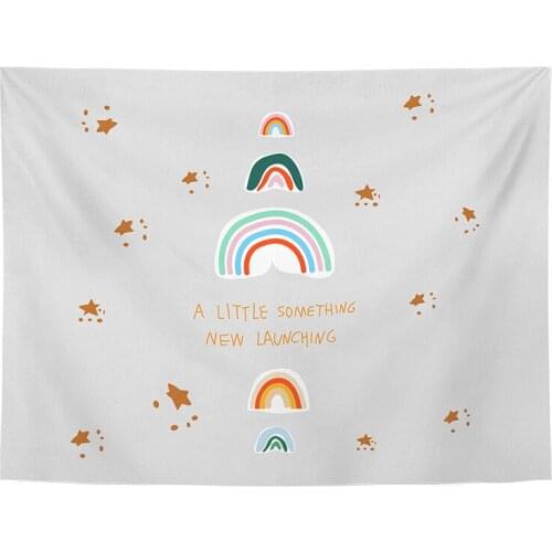 Cartoon Universal White Tapestry Baby Kids Room Wall Decor Colorful Abstract Drawing Hand Painting Wall Tapestry Polyester