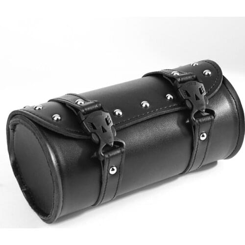 Universal Motorcycle PU Leather with Plastic Buckles Tool Bag Luggage Saddlebag Roll Barrel Travel Pouch Storage Road King