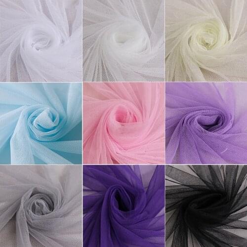 Soft Solid White Stretch Mesh Tulle Fabric For Dresses, Mosquito Nets, Pink, Red, Black, Blue, Green, Gray, Purple, By The Meter
