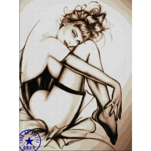 Top Quality Lovely Nostalgic Counted Cross Stitch Kit Beauty Fashion Gorgeous Lady Woman Girl Nostalgia