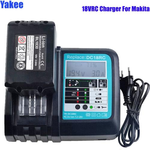 Yakee DC18RC Li-ion Battery Charger 3A 6A Charging For Makita 14.4V 18V Bl1830 Bl1430 Dc18Ra Electric Power DC18Rct USB Port