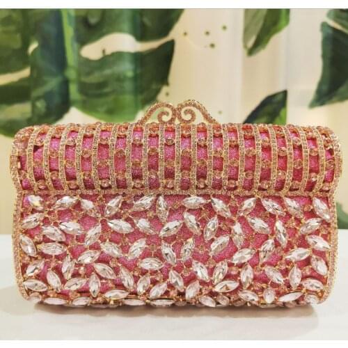 Women Pink Blue Red Crystal Clutch Bag Evening Bags Formal Dinner Bridal Rhinestone Purse Party Dinner Bags Diamond Box Handbags