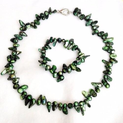 12 colors Women Jewelry Set 8-15mm baroque pearl Bright necklace bracelet Natural shell pearl