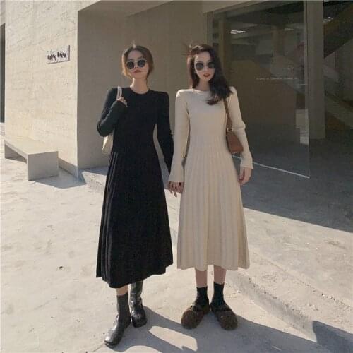 Womens Long Sweater Dress Long Sleeve Knit Maxi Dress Casual A-line Oversized Woman Dresses