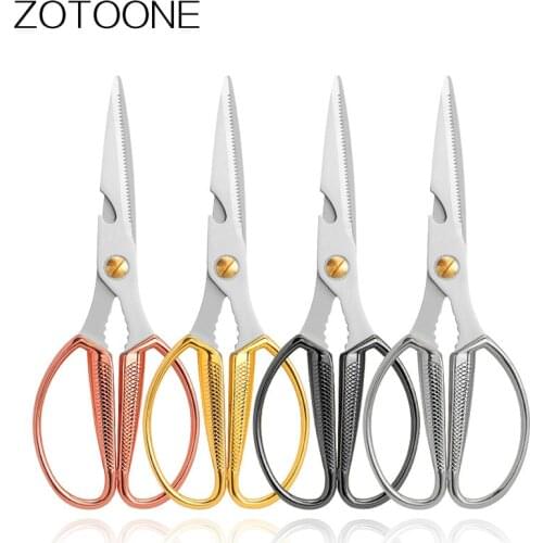 Gold Scissors for Thread Cutter Chicken Bone Shears Nutcracker Bottle Opener Household Kitchen Cook Cutting Tools J