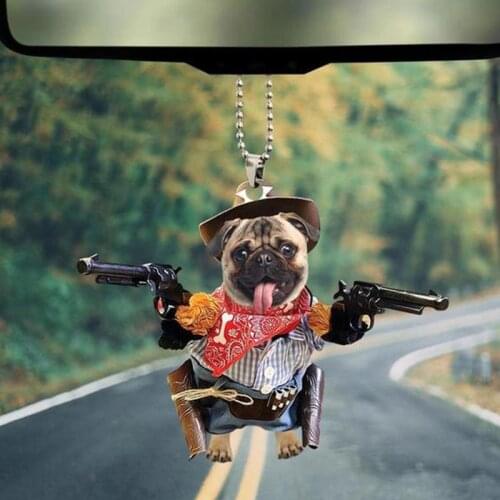 1PC 32Styles Dog Hanging Ornament Cute Funny Cartoon Pendant Key Chain Animal Pendant Car Rear View Mirror Backpack Accessories