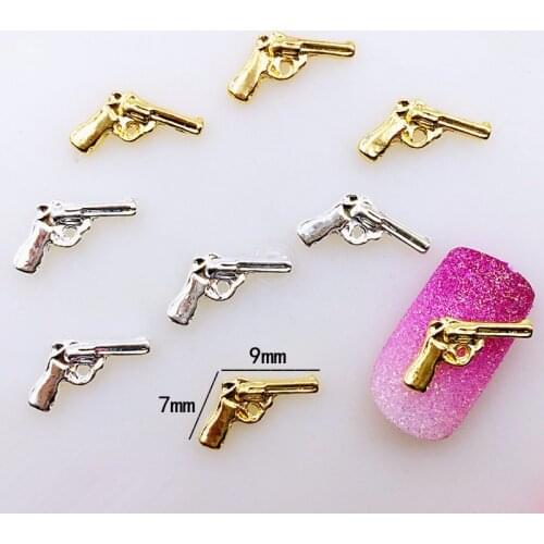 10pcs/bag Japan New 3D Nail Art Decoration Metal Nail Sticker Kawaii Gun DIY Charm Nail Styling Tools for Manicure