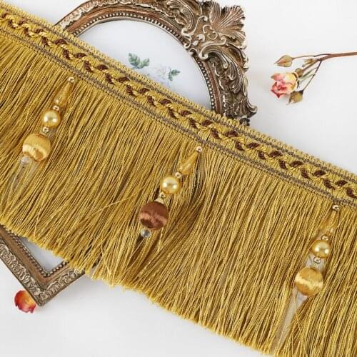 12M/Lot 13cm Wide Beads Decor Long Tassel Fringe DIY Sewing For Cushion Sofa Fabrics Curtain Accessories Lace Ribbon Belt
