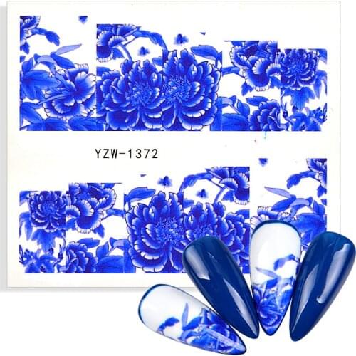 2021 NEW Flower Water Transfer Stickers Red Rose Blue Peony Leopard Elk Leaves Anime Sliders For Nails Manicure Decoration Wraps