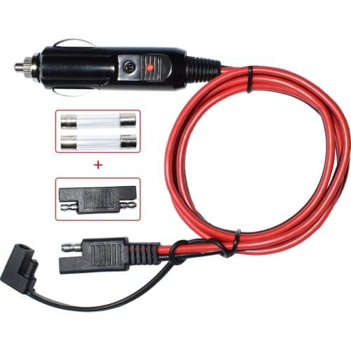 3.28FT 14WG 12V Cigarette Lighter Plug to SAE Quick Release Adapter Extension Charging Cable with 15A Fuse and LED Light