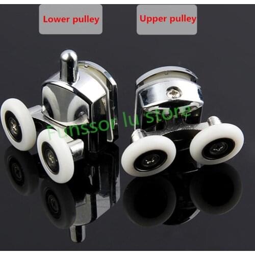 4pcs Zinc alloy double shower door roller wheel runner bearing diameter 23mm/25mm