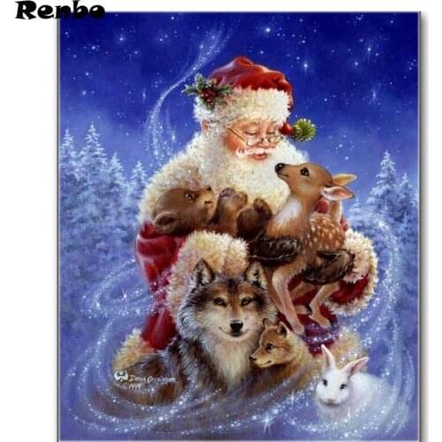 5D DIY Diamond Painting Christmas Santa Claus Cross Stitch Diamond Embroidery Mosaic Diamond Mural Gift Home Decoration