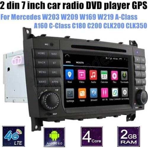 Android 6.0 7" inch car DVD player Radio For M/ercedes B-ENZ W203 W209 W169 W219 A-Class A160 C-Class C180 C200 CLK200 CLK350