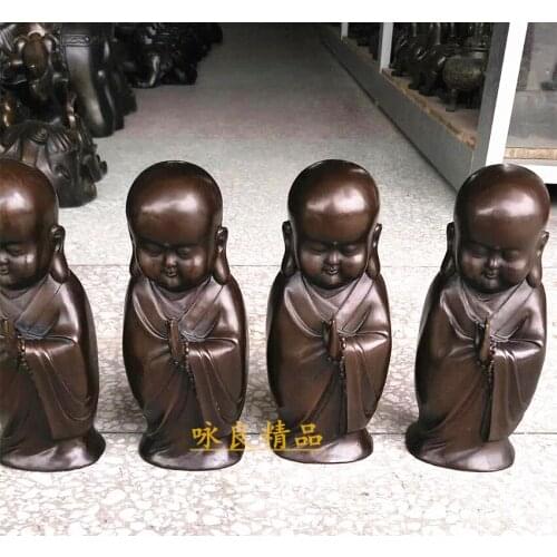 Buddhist disciple HOME decoration Talisman # One heart to the Buddha Buddhism art little monk CHAN DAO bronze statue