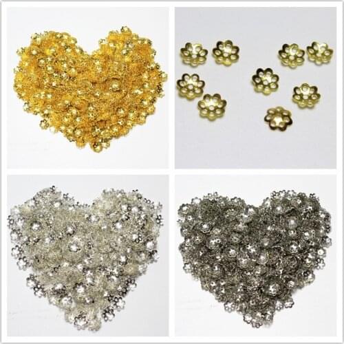 Wholesale 300 PCS 8 mm Flower Spacers Beads Cup Metal Gold Silvery Plated For Jewelry Making Fit DIY Silvery Bracelet Necklace