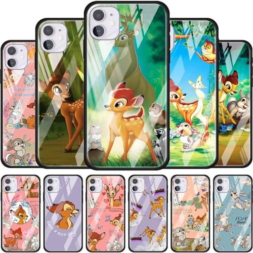 Disney Fawn Bambi for Apple iPhone 12 Pro Max Mini 11 Pro XS Max X XR 6S 6 7 8 Plus Luxury Tempered Glass Phone Case