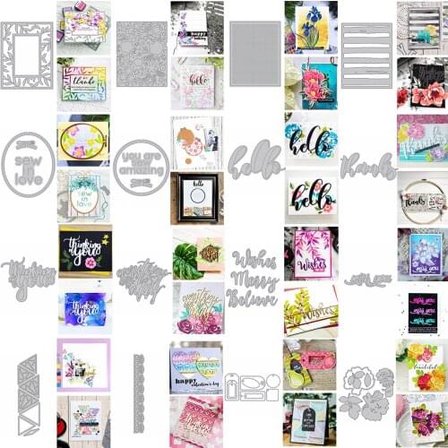 Floral Background Frame Tags WordArt Metal Cutting Dies Stencil For DIY Scrapbooking Crafts Album Embossing Template 2020 New