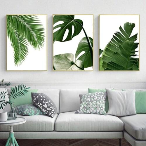 Scandinavian Style Tropical Plants Poster Green Leaves Decorative Picture Modern Wall Art Paintings for Living Room Home Decor