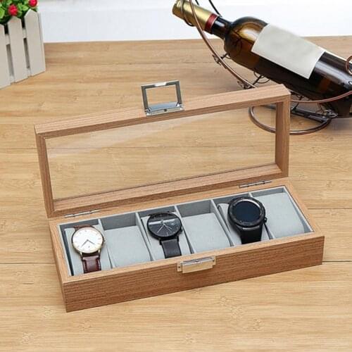 Wooden 6-Slot Jewelry Wrist Watches Holder Display Storage Box Case Organizer
