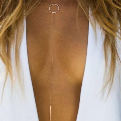 Women Lariat Necklace Long Y Drop Chain Necklace Circle Bar Simple Boho Jewelry Bijoux Femme Collier