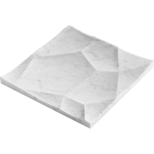 Natural Marble Geometric Surface Fruit Bowl Tray for Candy, Snack, Creative Cuisine (Marble, 25.5x25.5x2.5CM)