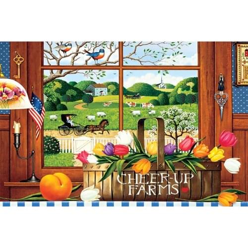 Adult puzzle 1000 pieces cartoon The carriage outside the window wooden childrens puzzle toys creative decompression fun gift