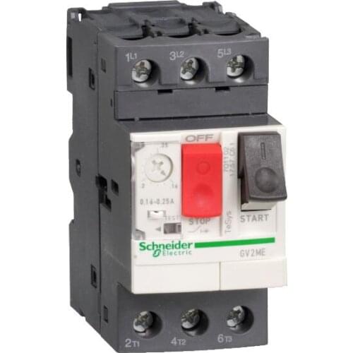 GV2-ME02 GV2ME02 Motor circuit breaker, TeSys GV2, 3P, 0.16-0.25 A, thermal magnetic, screw clamp terminals