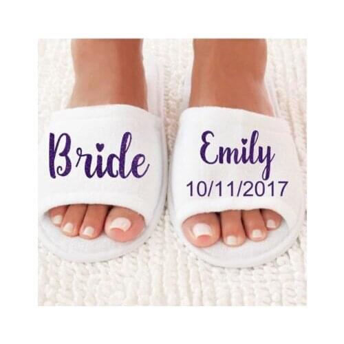 Personalized Wedding Slippers,wedding Bride&Bridesmaid name Slippers, maid of honor Slippers,.Bachelorette party favors gifts