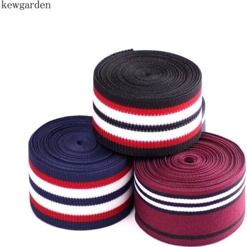 Kewgarden 40mm 4cm Knitting Stripe Cotton Ribbons DIY Bowknot Accessories Satin Ribbon Handmade Tape Riband 5y/lot