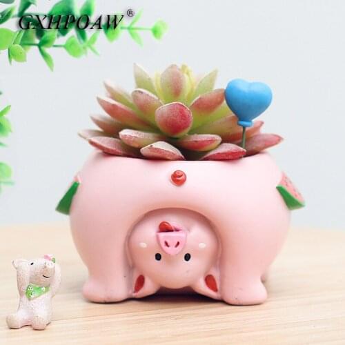 Creativity Cartoons Animal Succulents Resin Flower Pots Home Desktop Decoration Potted Plants Garden Art Plant Pot Ornaments