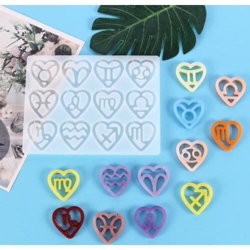 Diy Crystal Epoxy Resin Mold For Pendant Making Twelve Constellation Love Pendant Silicone Mold Handmade DIY Tools Resin Craft
