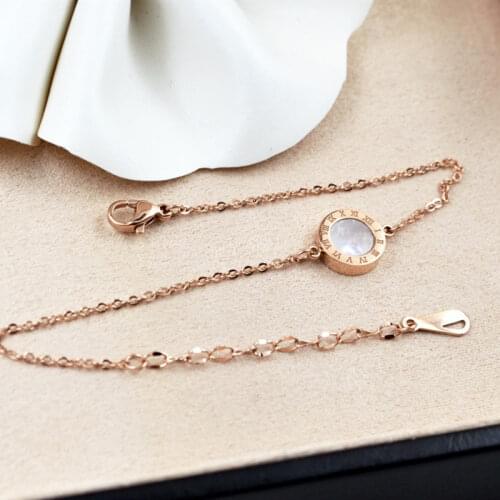 Fashion roman numerals stainless steel ankle bracelet , cute double side white/black anklets for women foot jewelry wholesale