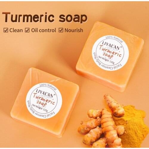 Turmeric Soap Herbal Natural Moisturizing Cleaning Nourishing Oil-Control Whitening Eliminate Dark Spots Turmeric Handmade Soap